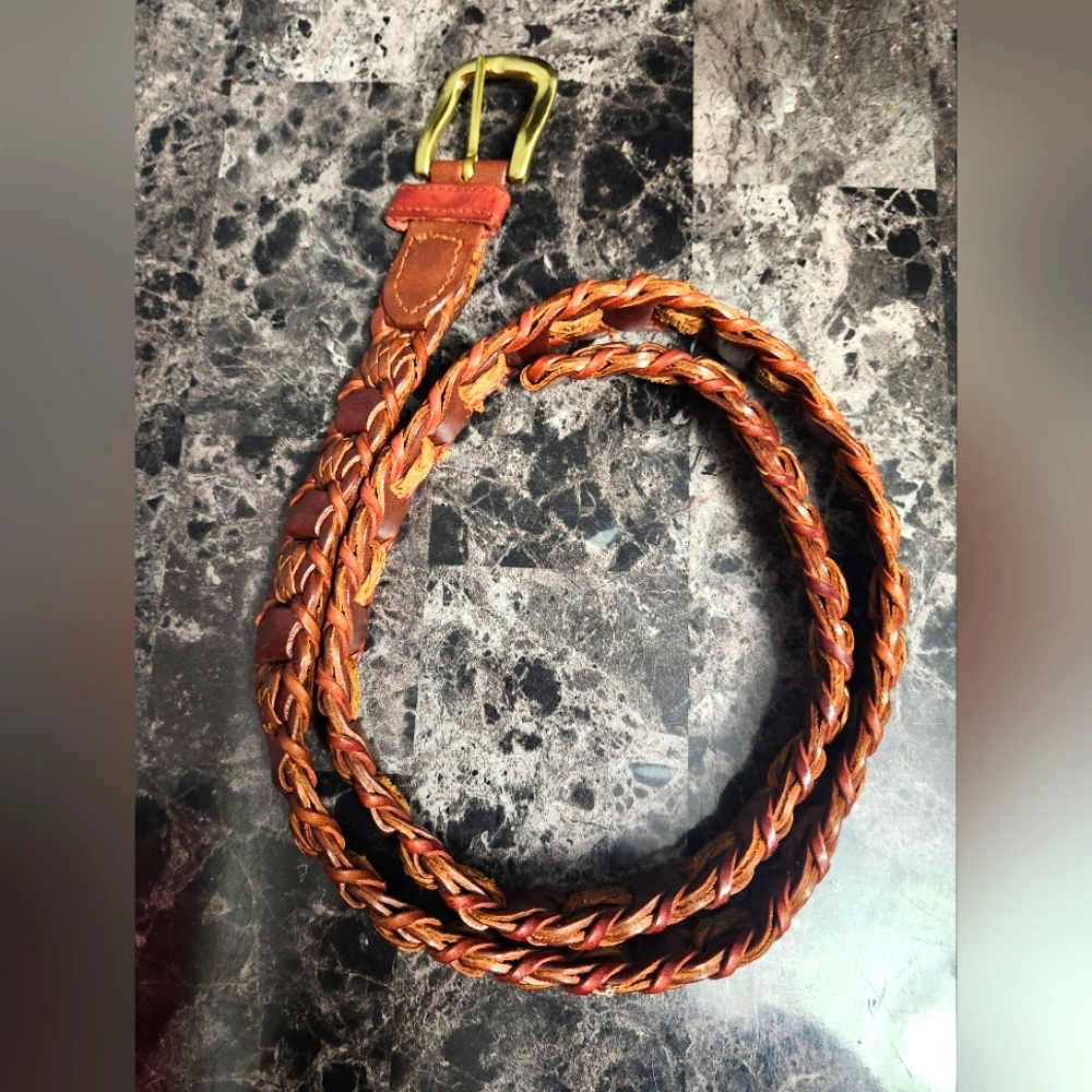 100% Genuine Leather woven belt XL